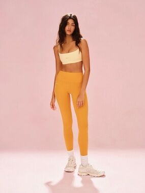 SET Active Pale Yellow Scoop Neck Tank Top